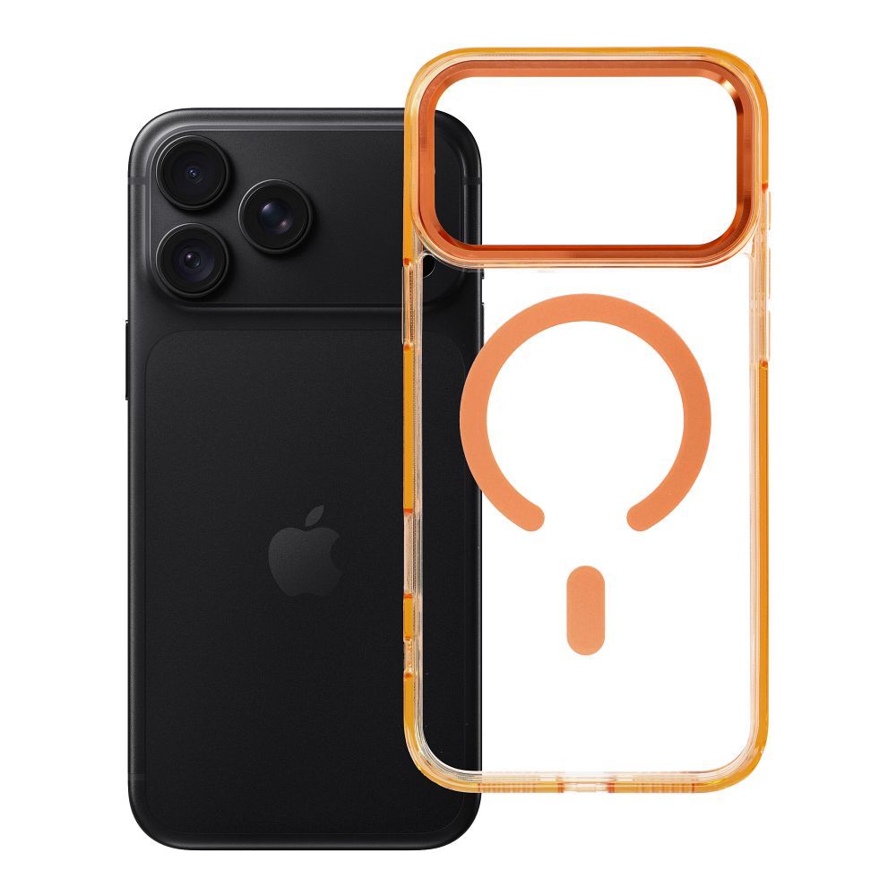 Husa Frame Transparent Hybrid Mag pentru iPhone 18 Pro Max / 17 Pro Max Compatible cu Magsafe Hermes Portocaliu