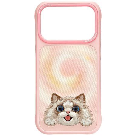 Husa Nimmy BIG Eyed Lying Ragdoll CAT Compatible cu Magsafe pentru iPhone 18 Pro/17 Pro Roz