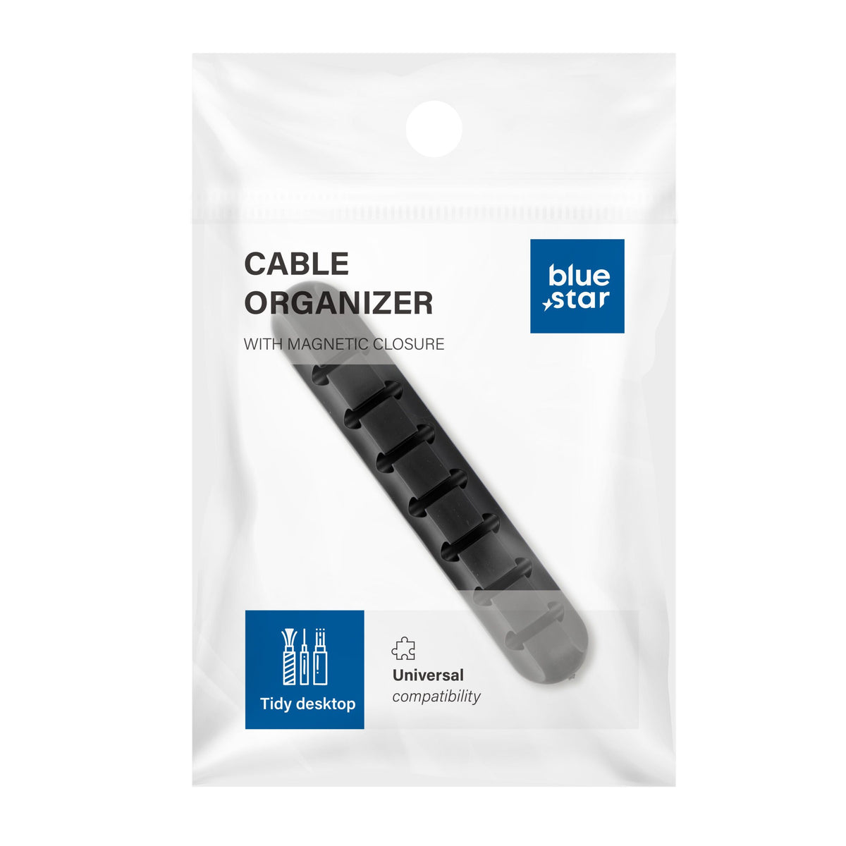Cablu Albastru Star Silicone Self-adhesive Organizer pentru 7 - Negru (1 Pc.)