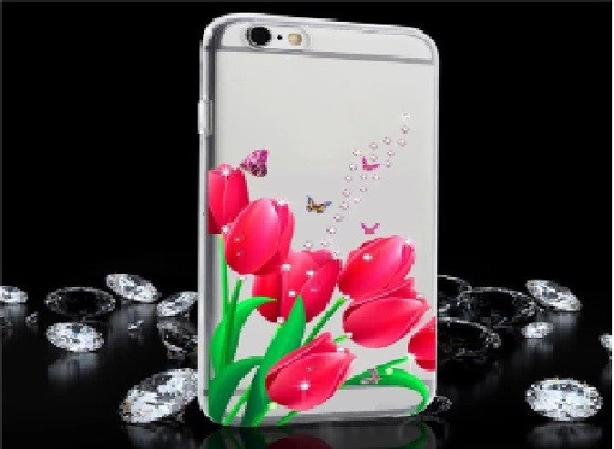 Husa Transparent Diamond LG X Power, Rosu