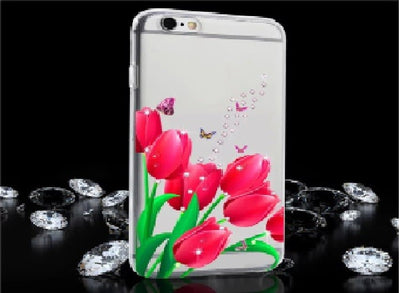 Husa Transparent Diamond LG X Power, Rosu