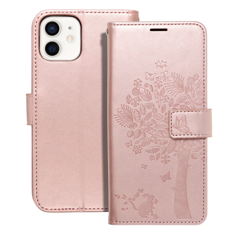 Husa Mezzo Book Flip pentru iPhone 12 / 12 PRO Tree Roz auriu