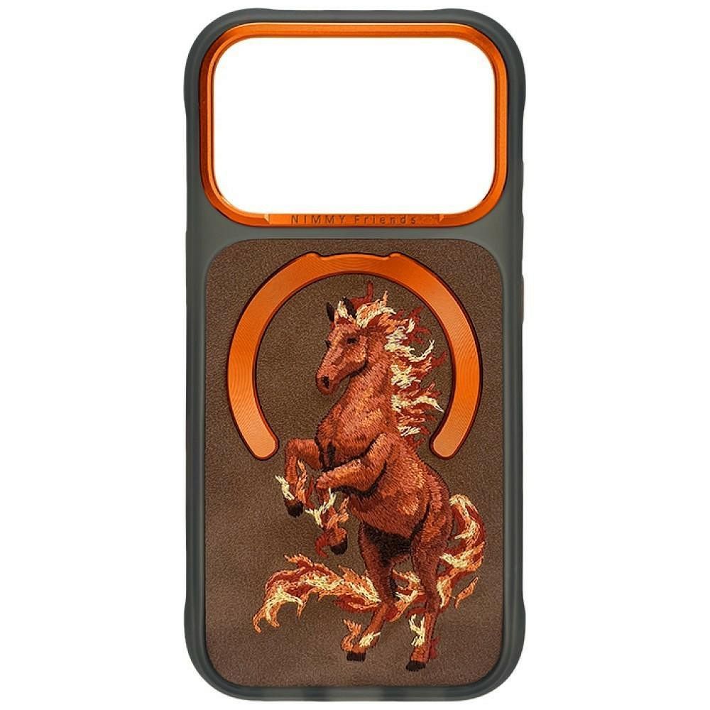 Husa Nimmy Magnetic Fantasy Animal Horse Compatible cu Magsafe pentru iPhone 18 Pro/17 Pro Portocaliu