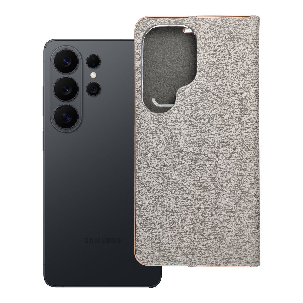 Husa Luna Book Auriu Flip pentru Samsung S26 Ultra Argintiu