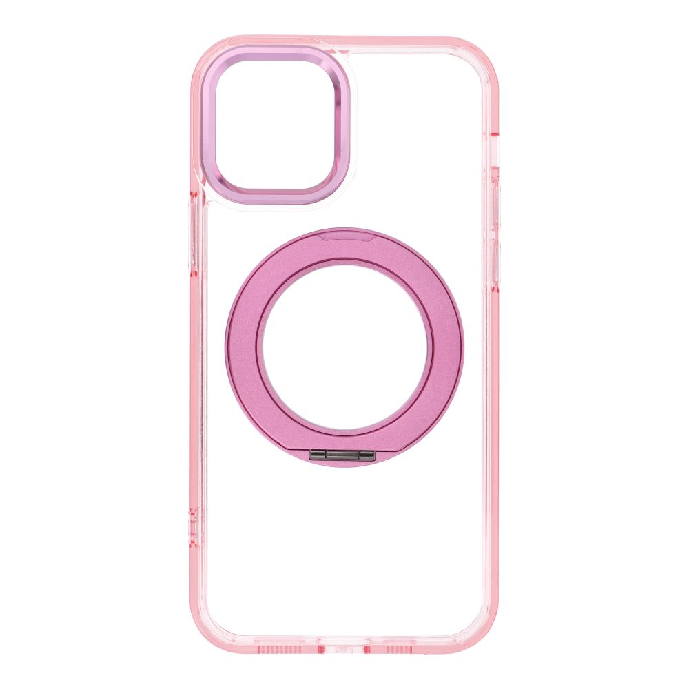 Husa pentru iPhone 12 Frame Circle Stand Compatible cu Magsafe Roz