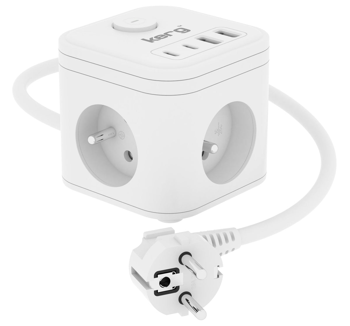 Incarcator Inne Kerg 3-socket Power Cube + Usb-a+Usb-c 1.5m 3×1.5mm2 H05vv-f 16A/250V~ Smart Alb