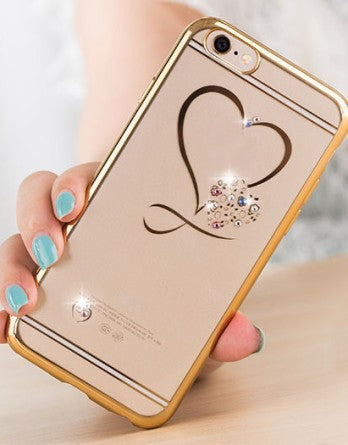 Husa Transparent Diamonds TPU LG X Power Heart