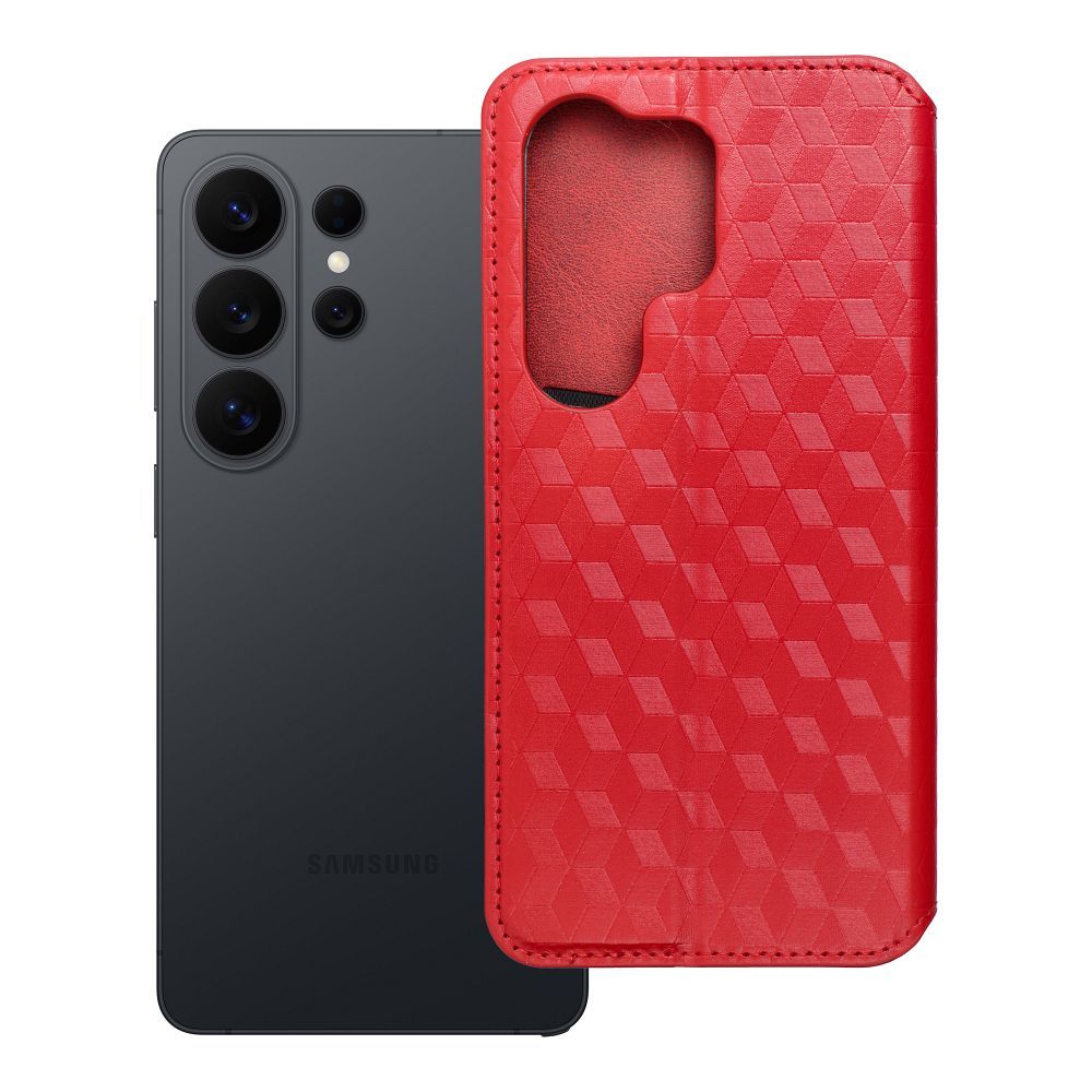 Husa Cubic Book Flip pentru Samsung S26 Ultra Rosu