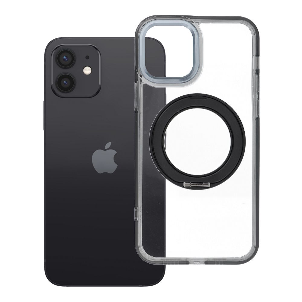 Husa pentru iPhone 12 Frame Circle Stand Compatible cu Magsafe Negru