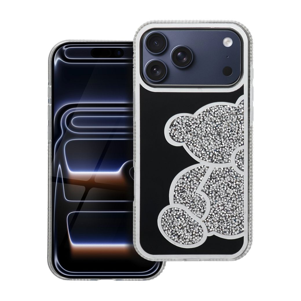 Husa Teddy Bear pentru iPhone 17 Pro Max / 18 Pro Max (Low Camera Edge) Argintiu