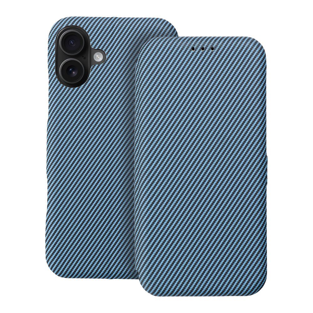 Husa Folio Side Magnet Flip pentru iPhone 16 Plus Albastru