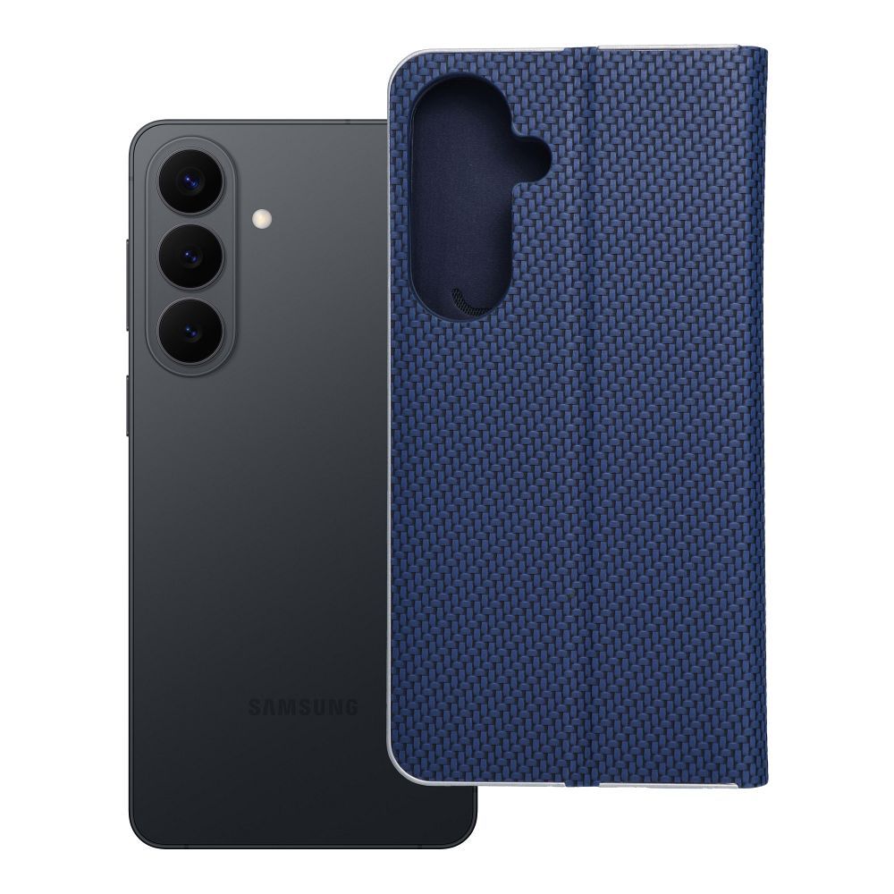 Husa Luna Book Carbon Flip pentru Samsung S26 Plus Albastru