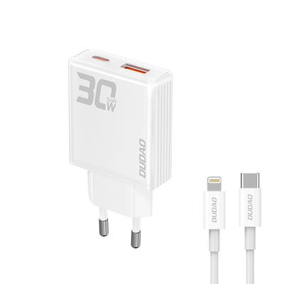 Cablu Gan Dudao A30eul 30W Usb-a / Usb-c Incarcator priza + Usb-c - Lightning - Alb