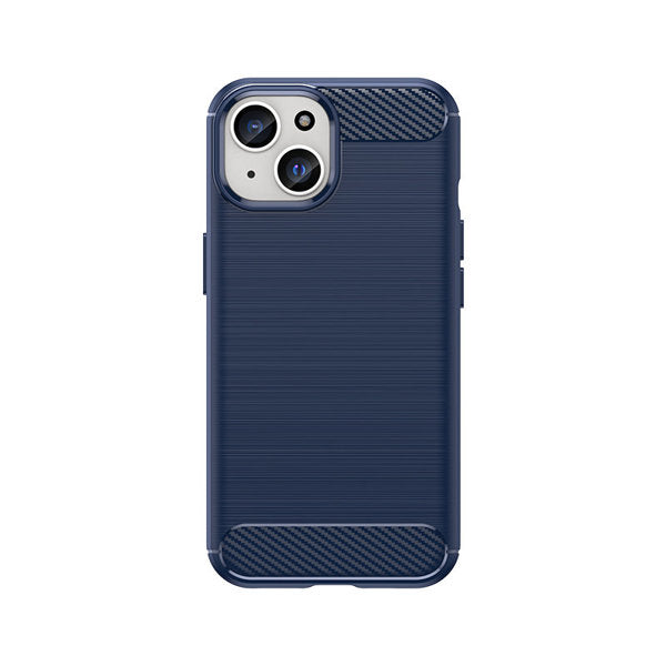 Husa Flexible Carbon Pattern pentru iPhone 15 Plus Carbon Husa - Albastru