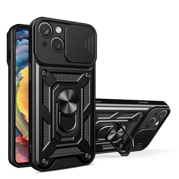 Husa Hybrid Armor Camshield iPhone 16 Pro Max Armored cu Camera Cover And Stand - Negru