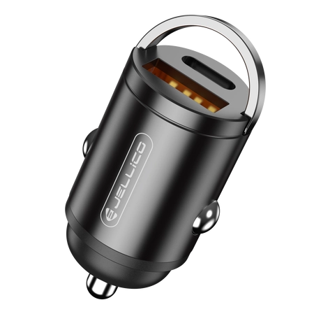Incarcator auto Jellico F19 PD 30W 1xUSB-C + 1xUSB Qc3.0 Negru