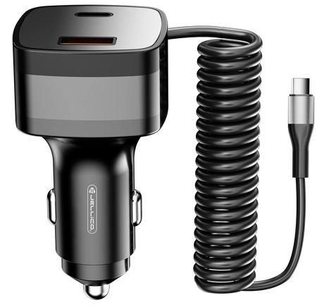 Cablu Jellico Incarcator auto Hx13 PD 30W 1xUSB-C + 1xUSB Qc3.0 cu Usb-c Negru