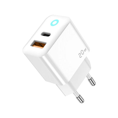 Cablu Jellico Incarcator priza Eu11 PD 20W 1xUSB-C + 1xUSB Qc3.0 + Usb-c - Usb-c Alb