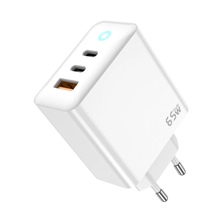 Incarcator priza Jellico Eu20 Gan PD 65W 2xUSB-C + 1xUSB Qc3.0 Alb