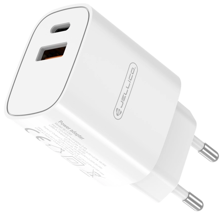 Cablu Jellico Incarcator priza Wj-c60 PD 20W 1xUSB-C + 1xUSB Qc3.0 + Usb-c - Usb-c Alb