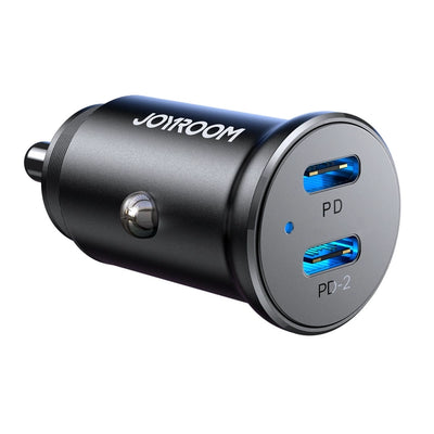 Incarcator auto Joyroom 30W 2x Usb-c Mini Metal - Negru