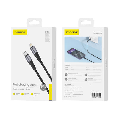 Cablu Foneng X112 Usb-c - Lightning PD 27W 1M Negru