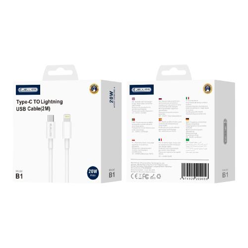 Cablu Jellico B1 Usb-c - Lightning PD 20W 2M Alb