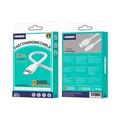 Cablu Jellico B15 Lightning 3.1A 1M Alb