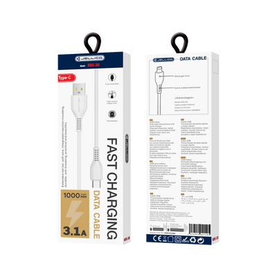 Cablu Jellico Kds-30 Usb-c 3.1A 1M Alb
