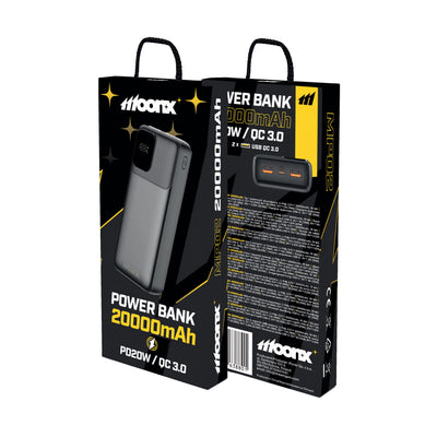 Acumulator extern Moonx Mp02 PD 20W 1xUSB-C + 2xUSB Qc3.0 22.5W 20000mAh Negru