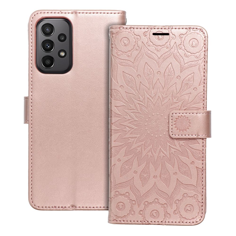 Husa Mezzo Book Flip pentru Samsung A23 5G Mandala Roz auriu