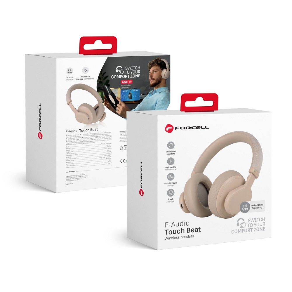 Casti Forcell Wireless F-audio Touch Beat ANC Bej