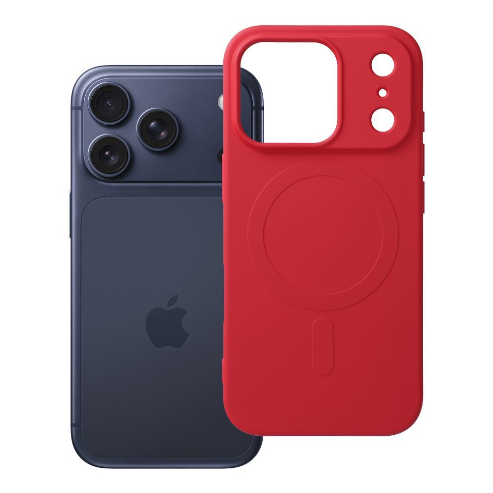 Husa Silicone Mag pentru iPhone 17 Pro / 18 Pro (Low Camera Edge) Compatible cu Magsafe (Big Hole) Rosu