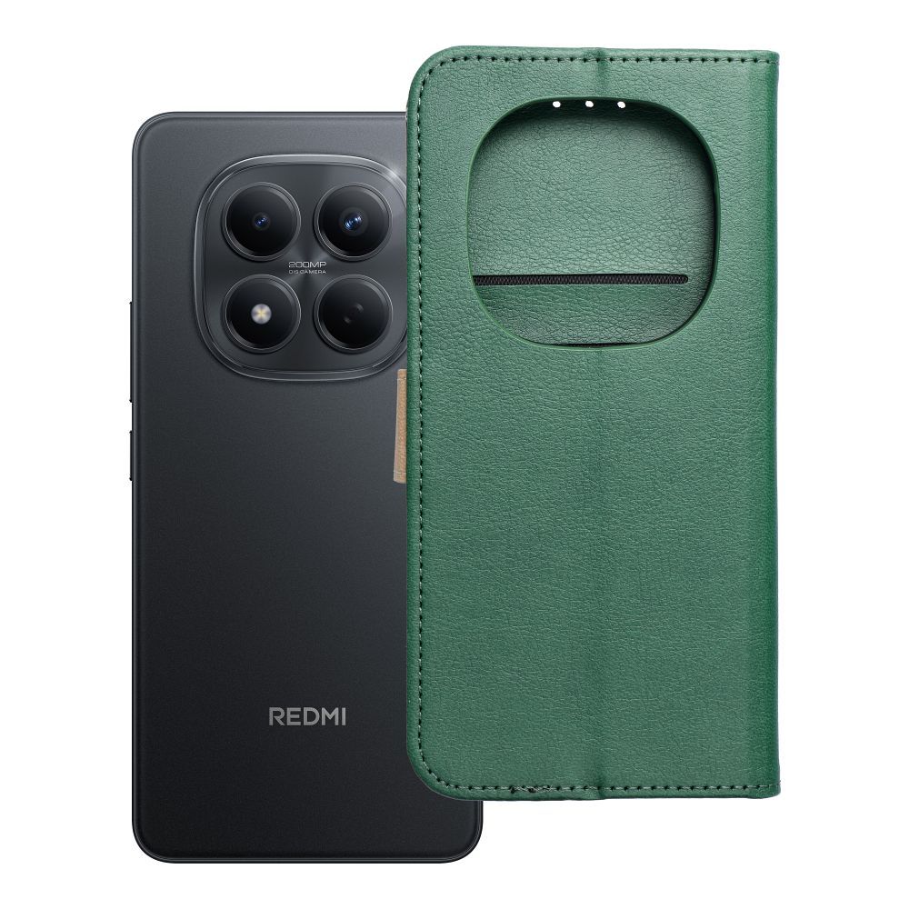 Husa Split Book Flip pentru Xiaomi Redmi Note 15 PRO Plus 5G Verde si Auriu