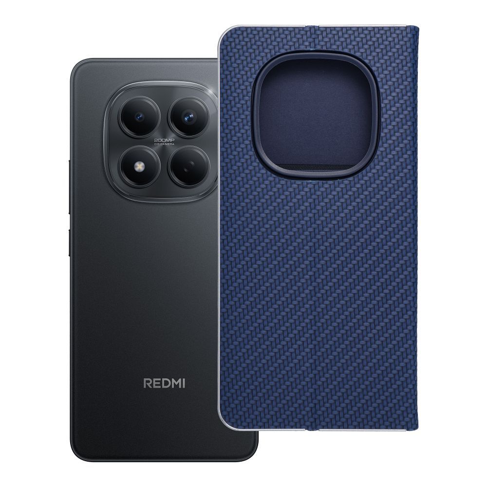 Husa Luna Book Carbon Flip pentru Xiaomi Redmi Note 15 PRO 5G Albastru
