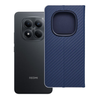 Husa Luna Book Carbon Flip pentru Xiaomi Redmi Note 15 PRO 5G Albastru