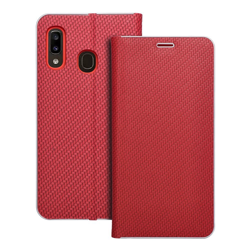 Husa Luna Book Carbon Flip pentru Samsung A20e Rosu