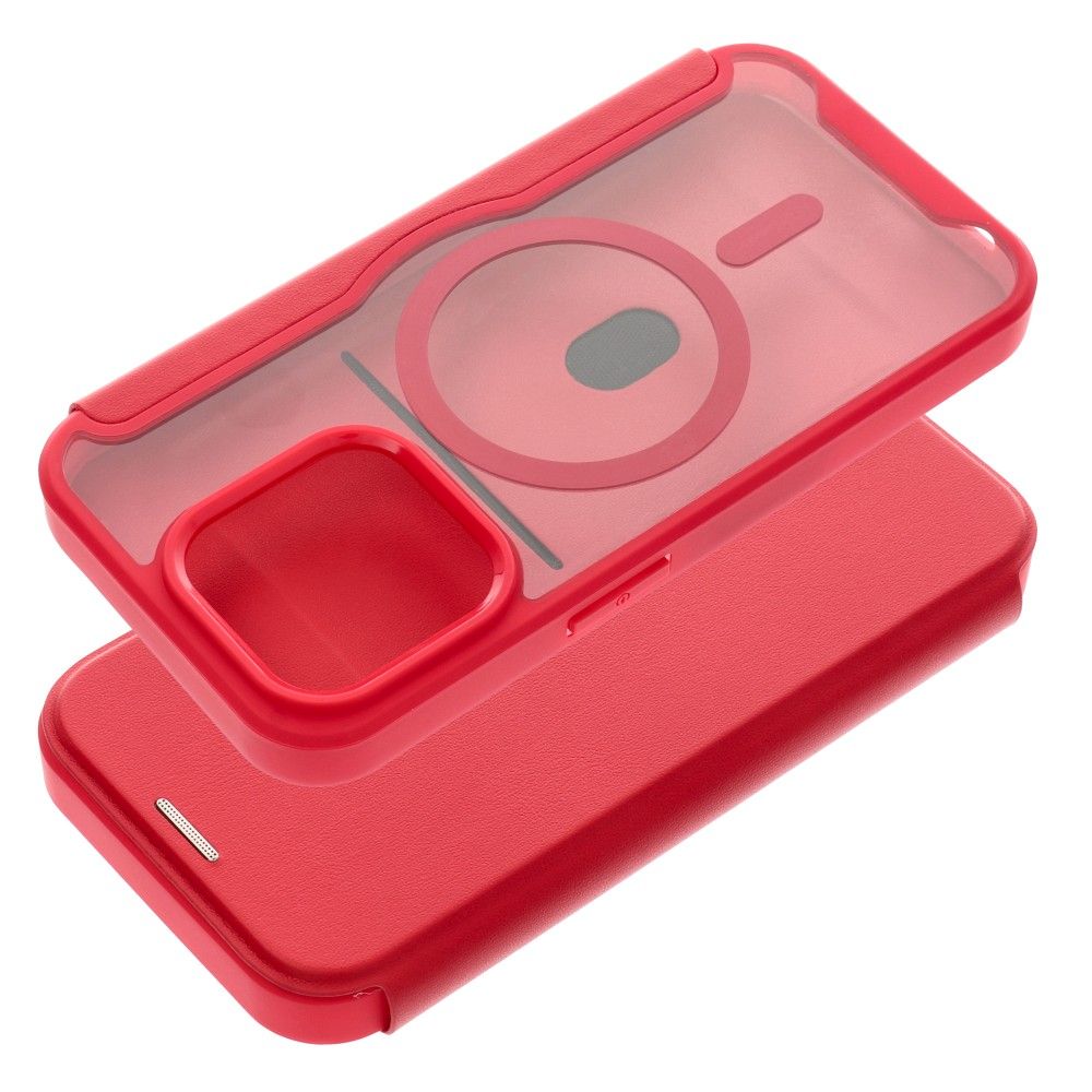Husa Smart Mag Flip pentru iPhone 15 PRO Compatible cu Magsafe Rosu