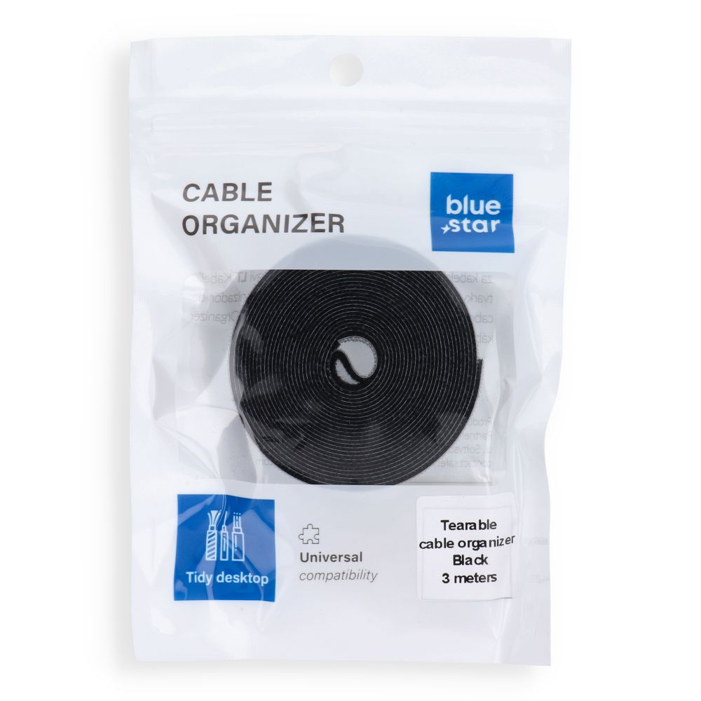 Cablu Albastru Star Velcro Tie - Negru (3m)