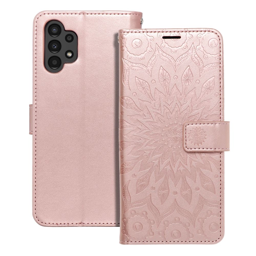 Husa Mezzo Book Flip pentru Samsung A13 4G Mandala Roz auriu
