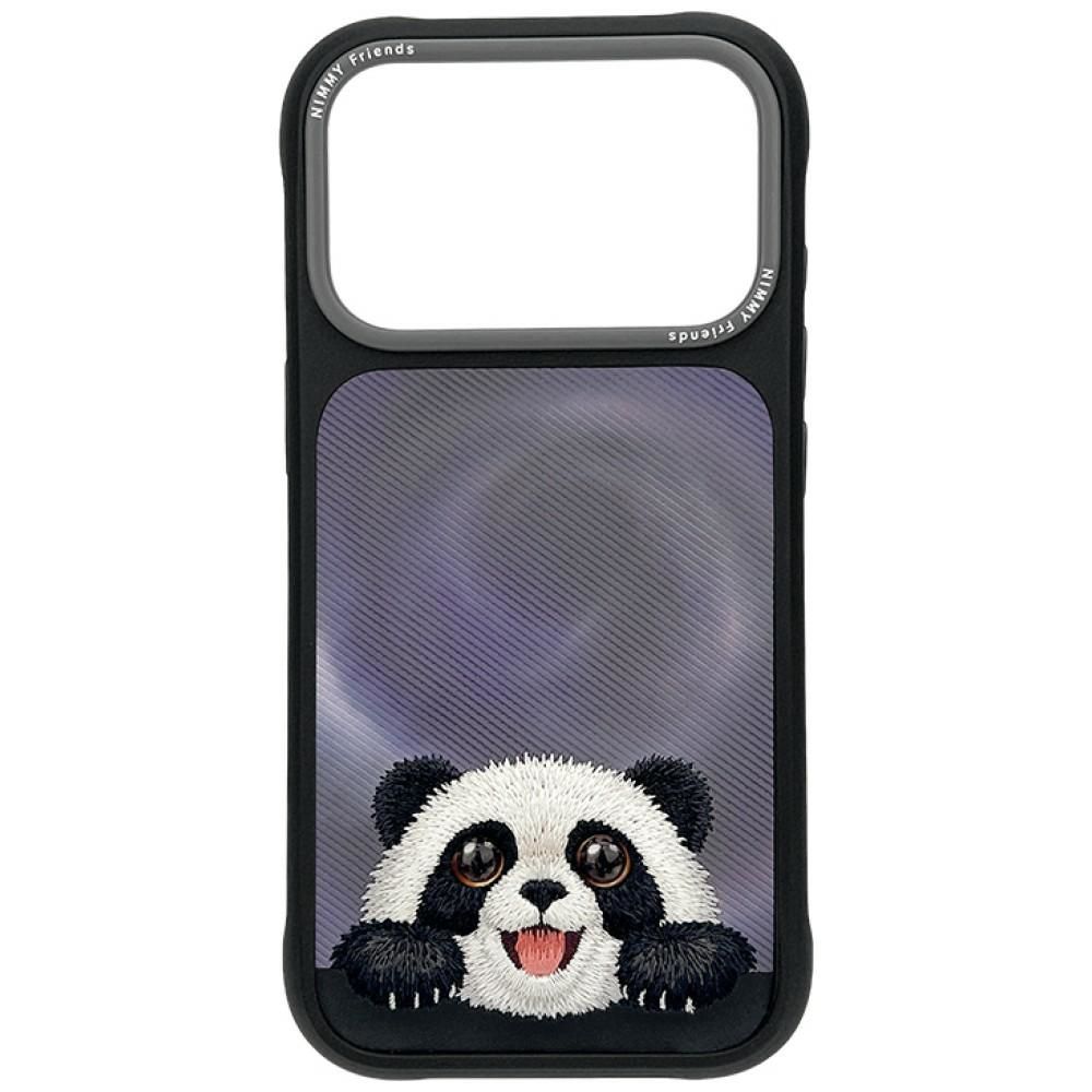 Husa Nimmy BIG Eyed Lying Giant Panda Compatible cu Magsafe pentru iPhone 18 Pro/17 Pro Negru