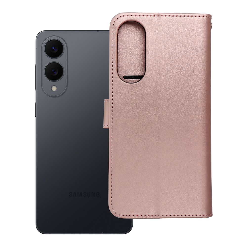 Husa Mezzo Book Flip pentru Samsung S25 Edge Teddy Bear Roz auriu