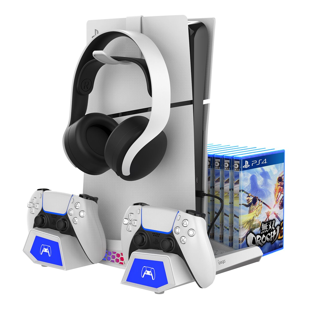 Incarcator priza Ipega Multifunctional Charging RGB Stand cu Cooling pentru PS5/PS5 Slim/PS5 Pro Alb (Damaged Package)
