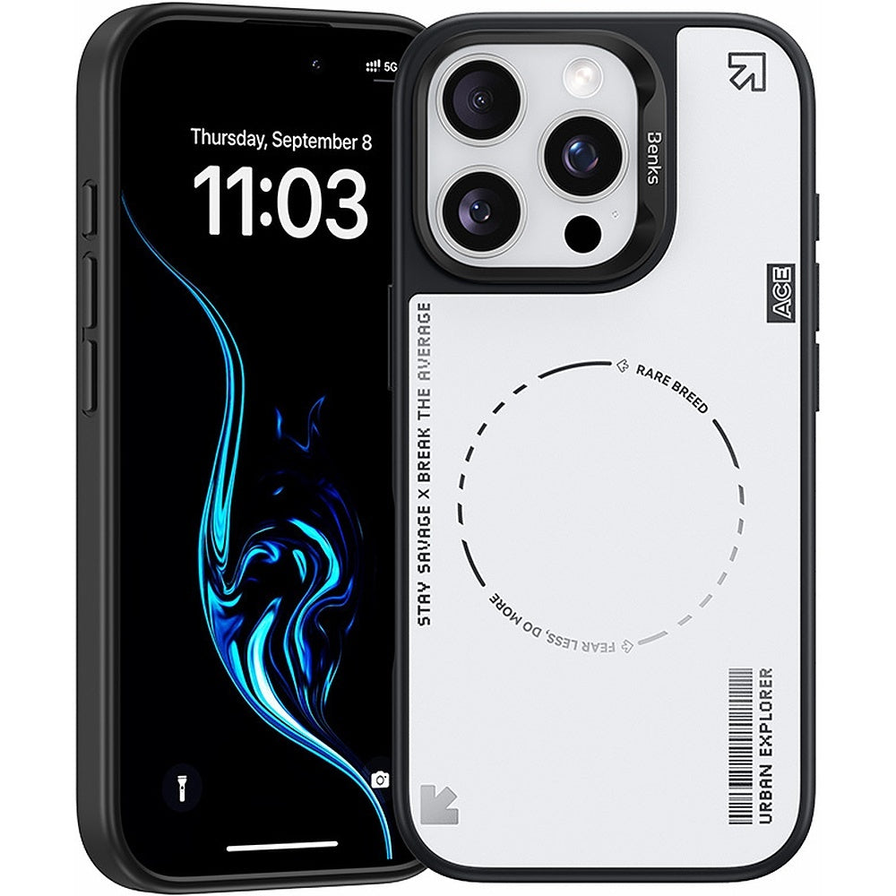 Husa Benks Dynamic Minimalist pentru iPhone 16 Pro Alb