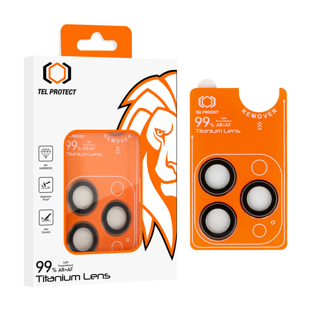 Folie sticla Tel Protect Titanium lentila 99% AR On Camera pentru iPhone 16 Pro/16 Pro Max Titanium (lentila 3 Pcs)
