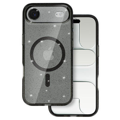 Husa Glitter Magsafe pentru iPhone 17 Air Negru Transparent