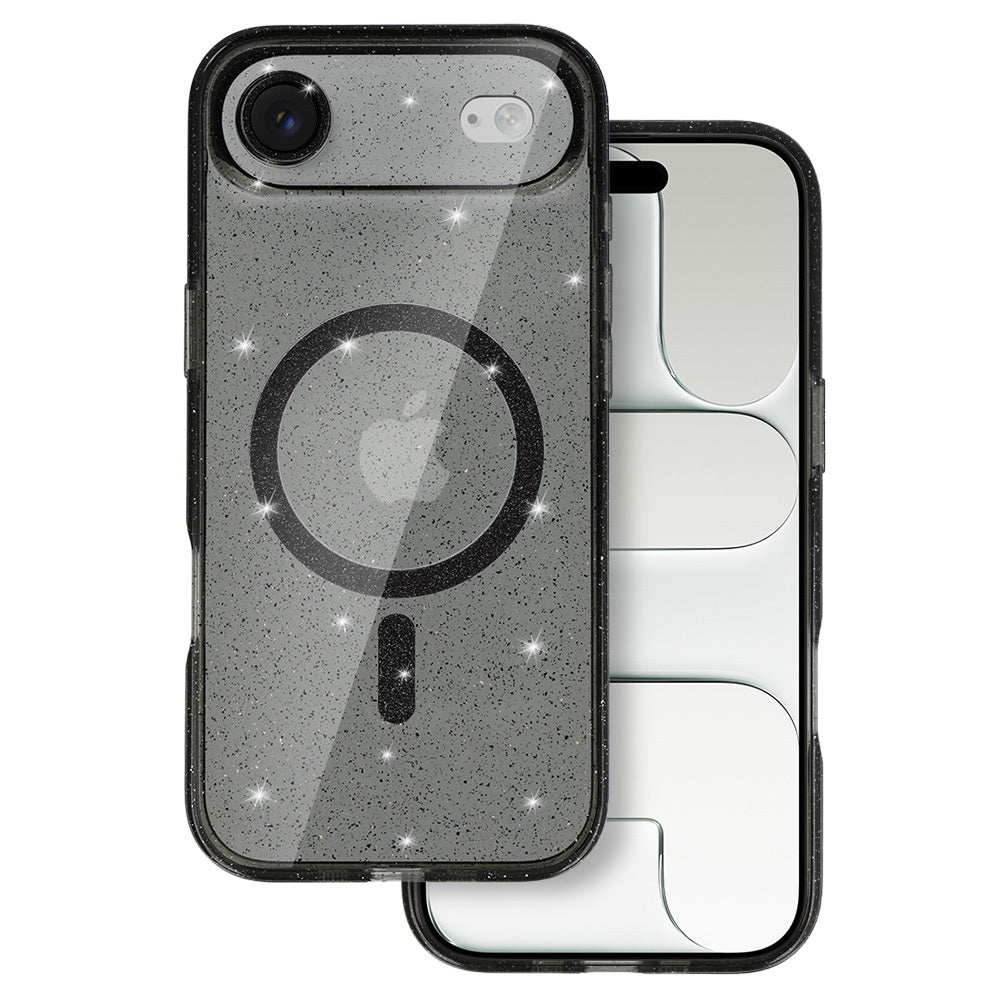Husa Glitter Magsafe pentru iPhone 17 Air Negru Transparent