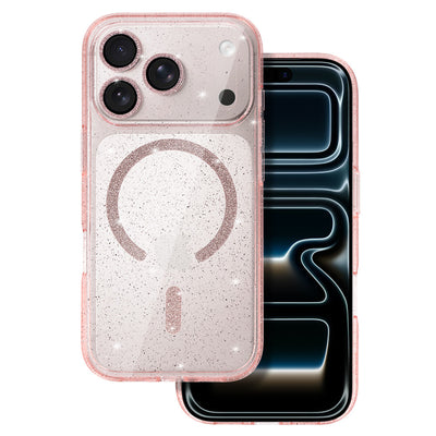 Husa Glitter Magsafe pentru iPhone 17 Pro / 18 Pro Roz Transparent