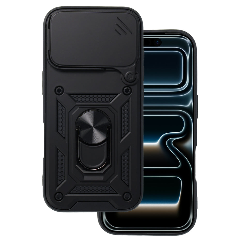 Husa Slide Camera Armor pentru iPhone 17 Pro / 18 Pro Negru