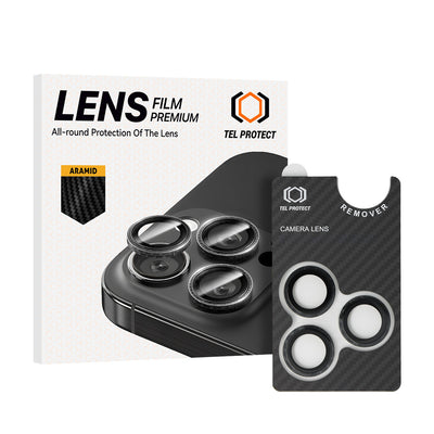 Folie sticla Tel Protect 3D lentila Aramid Series On Camera pentru iPhone 16 Pro/16 Pro Max (lentila 3 Pieces)